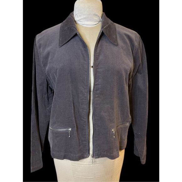 White Stag Gull Zip Gray Corduroy Jacket Sz. L Zip Pockets - Picture 2 of 10